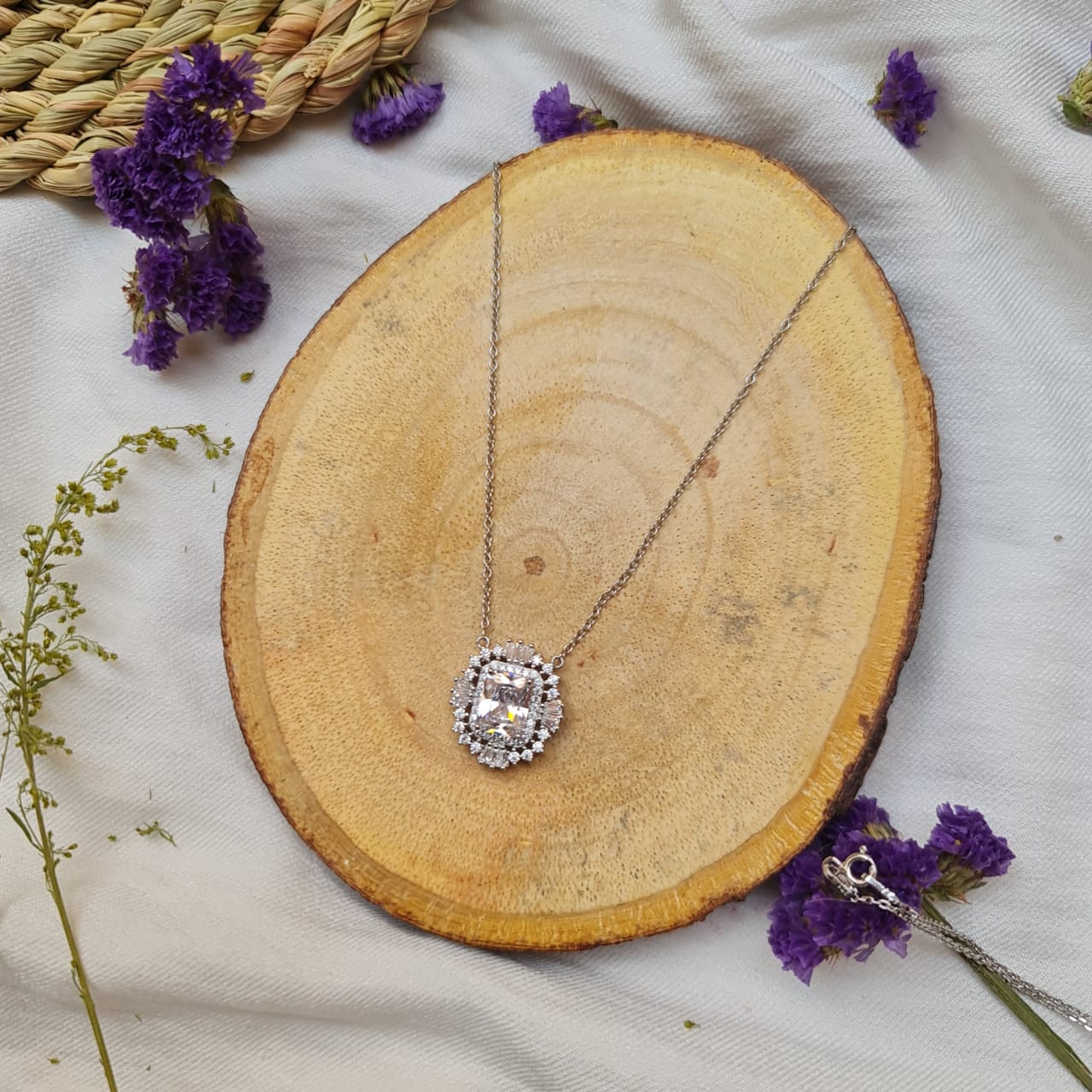 Luxury Solitaire 925 Italian Silver Necklace