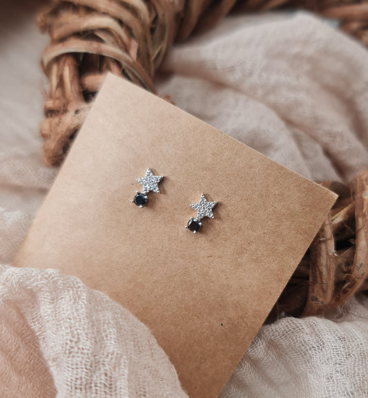 Stars Earrings with black stone