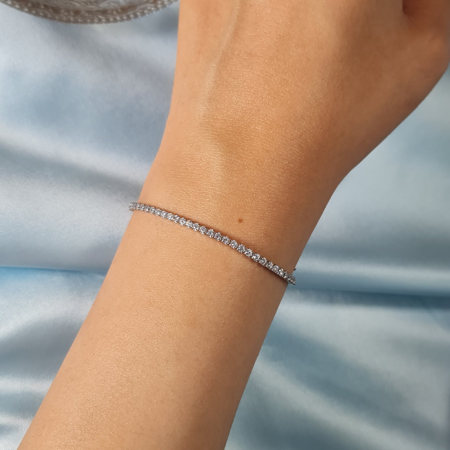 Adjastable 925 Sterling Silver Tennis Braclet