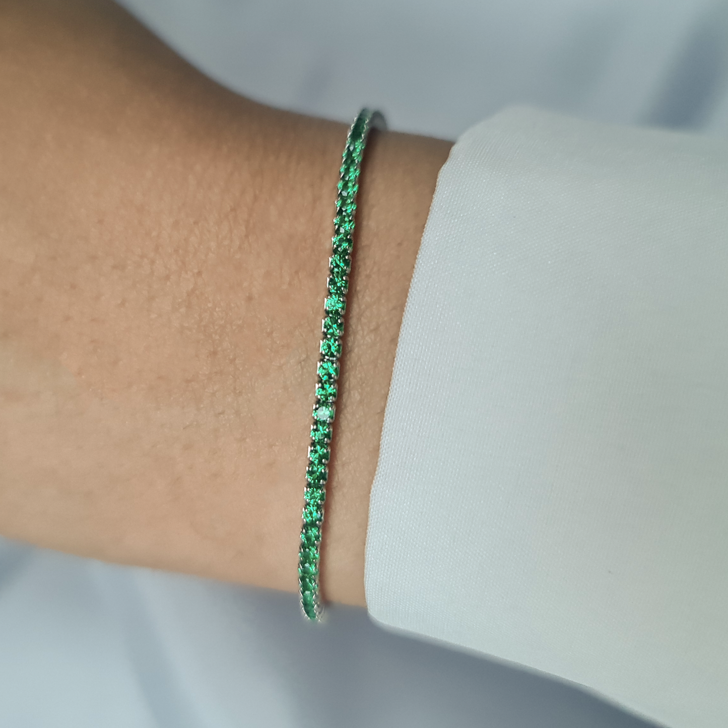 Emereld Green 925 Sterling Silver Tennis Braclet