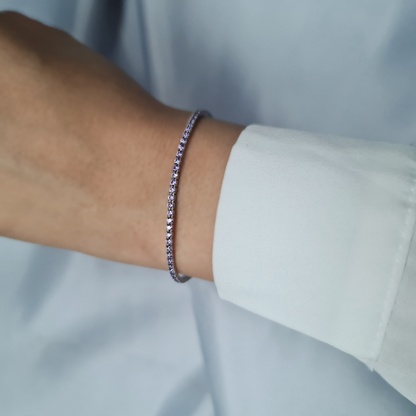 Purple 925 Sterling Silver Tennis Braclet