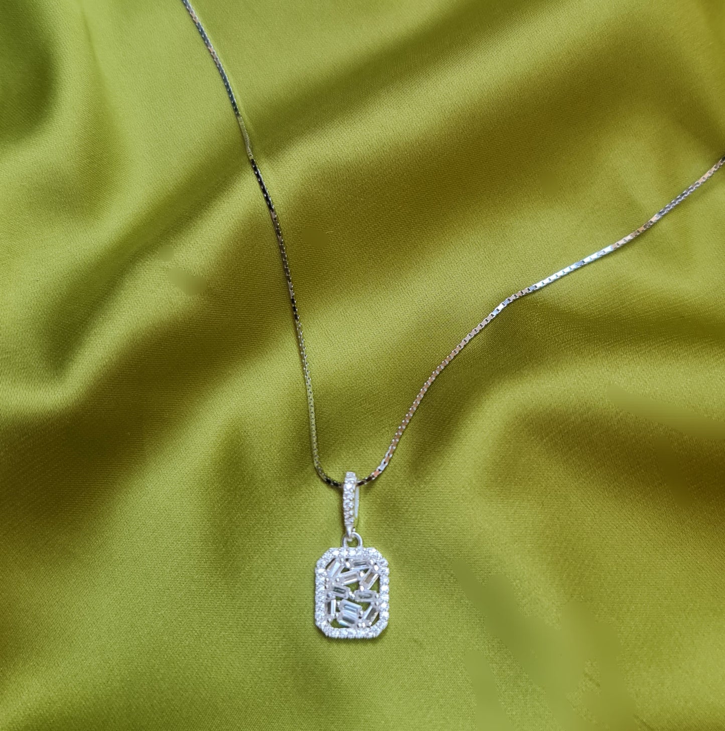 925 Italian Silver Necklace with zircon stone