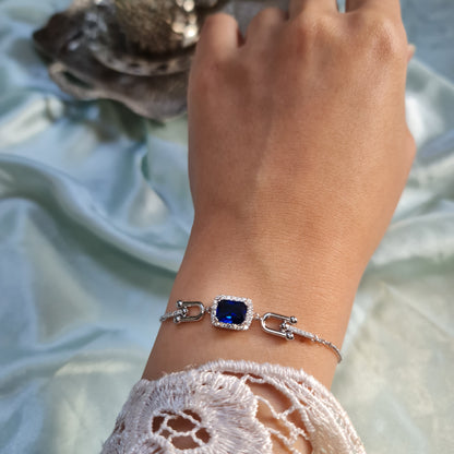 Rectangular Blue stone 925 Sterling Silver Bracelet