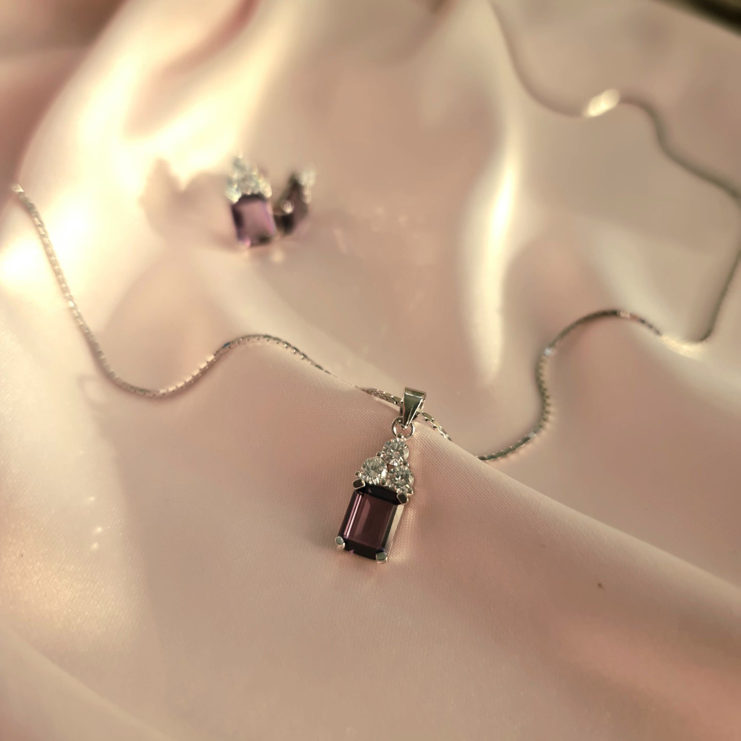 Violet Stone Silver Set - 2 Pieces