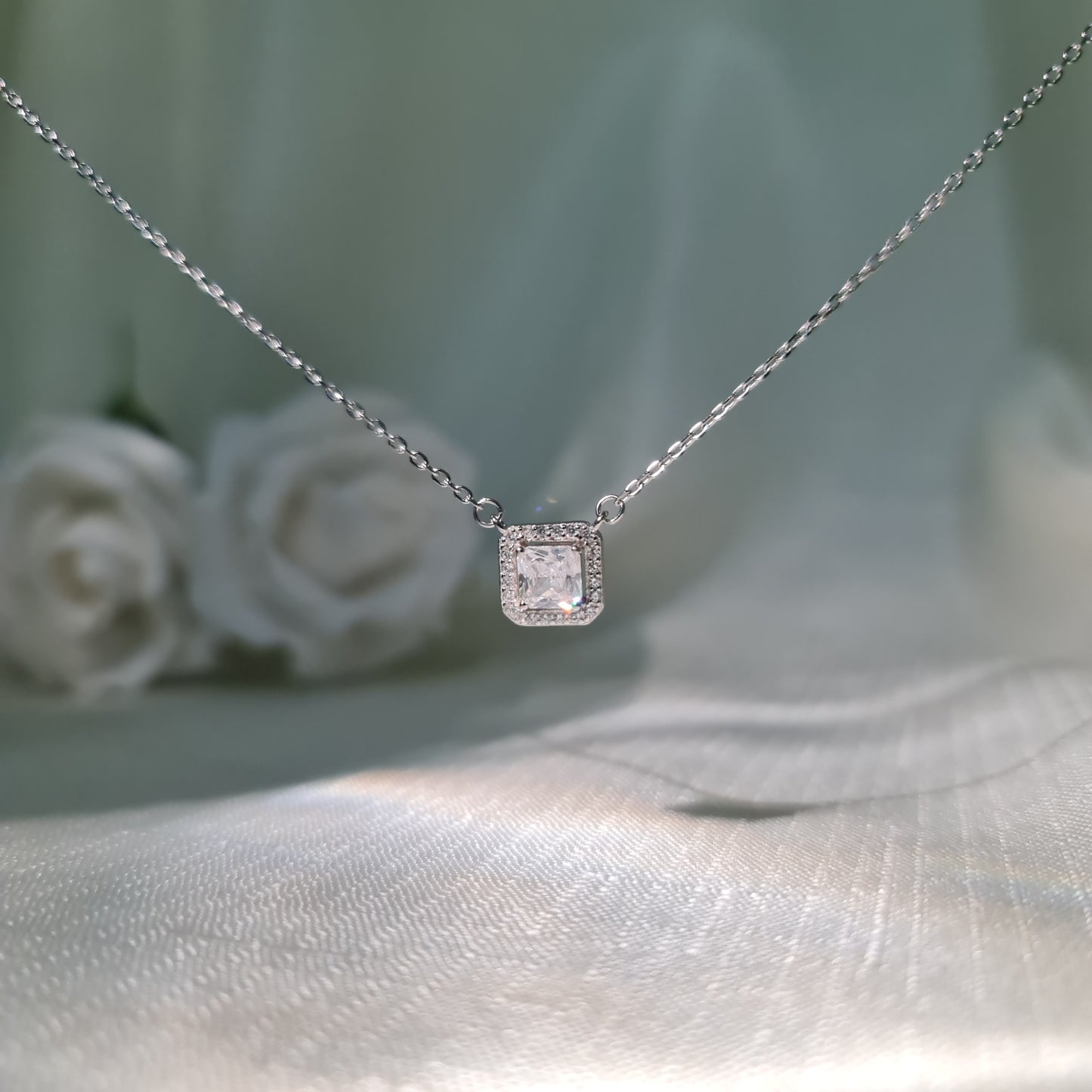 925 Italian Silver Necklace with zircon stone