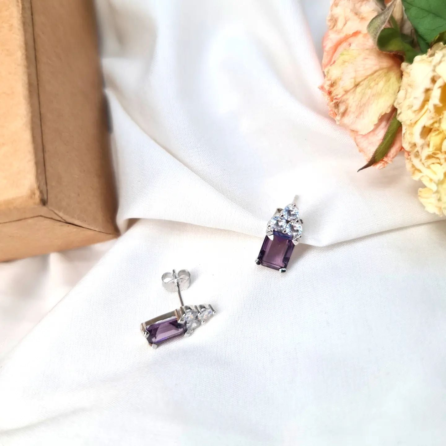 Violet Stone Silver Set - 2 Pieces